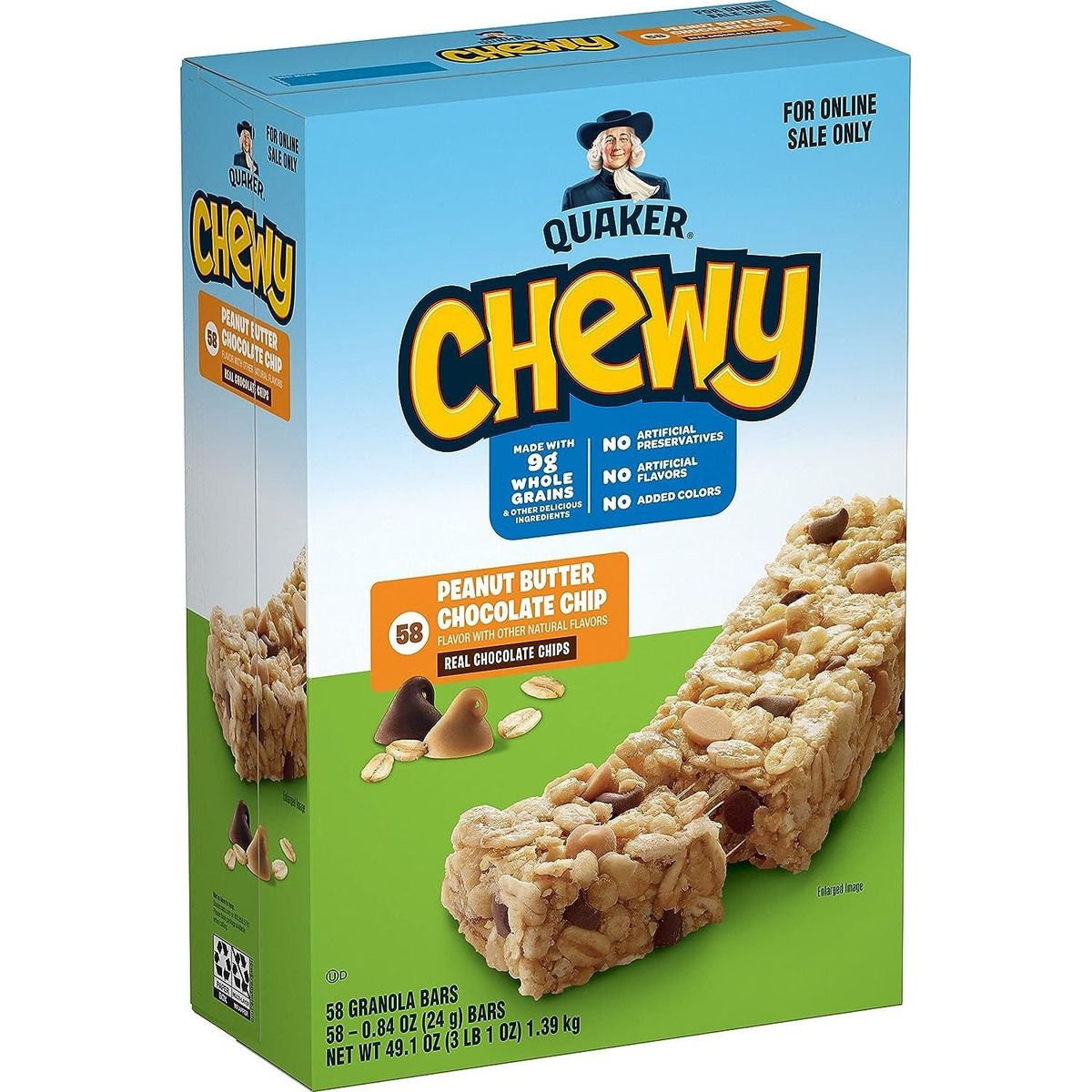 Quaker Chewy Granola Bars, Peanut Butter Chocolate Chip - 58 Count