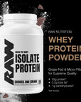 RAW Whey Isolate Protein Powder, Cookies N Cream - 100% Grass-Fed Sports Nutrition Protein Powder for Muscle Growth & Recovery - Low-Fat, Low Carb, Naturally Flavored & Sweetened - 25 Servings