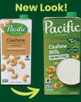 Pacific Foods Original Unsweetened Cashew Milk Plant Based Milk 32 oz Carton Case of 6