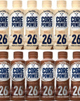 Fairlife Core Power 26g Protein Milk Shakes Variety Pack Vanilla and Chocolate Flavor Ready To Drink for Workout Recovery 14oz Pack of 12 By World Group Packing Solutions