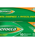 Berocca Energy Vitamin Supplement for Mental Sharpness and Physical Energy Support, Orange Flavor, Effervescent Tablets with Vitamin C for Immunity Support*, 10 Count