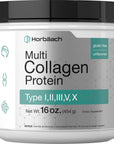 Multi Collagen Protein Powder 16 oz | Type I, II, III, V, X | Hydrolyzed Collagen Peptide Powder | Keto & Paleo Friendly | Unflavored & Gluten Free | by Horbaach