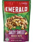 Emerald Nuts Salty Sweet Mixed Nuts 1Pack Features Kettle Glazed Peanuts Almonds Cashews Kettle Glazed Walnuts Kettle Glazed Pecans 55oz Resealable Bag