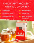 Mana Hibiscus Tea  Herbal Black Tea  All Natural Wellness Tea  Refreshing Uplifting and Energizing Tea with Cinnamon  Mint  Supports Immune Health 20 Tea Bags