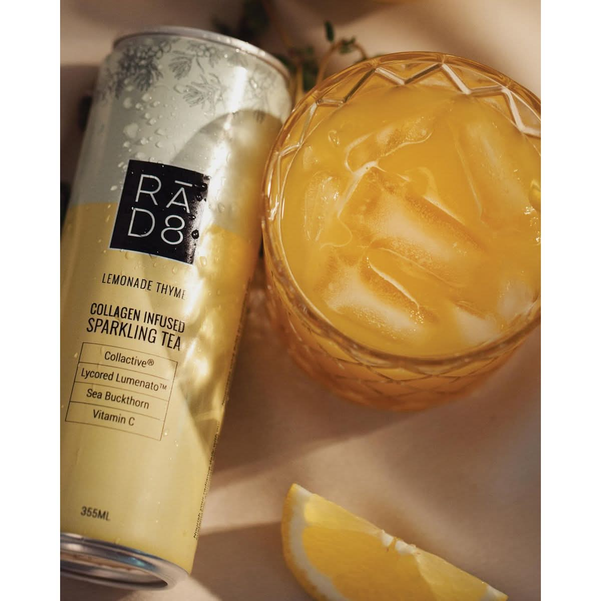 R D8 Sparkling Collagen Peptide Drink Lumenato Sea Buckthorn Extract Natural Sustainable Lemonade Thyme 12 Pack 12 fl ozcan