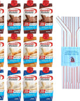 Premier Protein Shake Variety Pack 3 Flavors Chocolate Caramel Vanilla 11 fl oz 12 ct  a Sophley Individually Wrapped Flex Straws Set