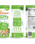 Happy Baby Organic Superfood Puffs Apple & Broccoli, 2.1 Ounce Canister Organic Baby or Toddler Snacks, Crunchy Fruit & Veggie Snack, Choline to Support Brain & Eye Health