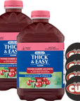 Thick  Easy Clear Thickened Cranberry Juice Cocktail Flavored Drink Nectar Consistency 46 fl oz Pack of 2 with By The Cup Coasters