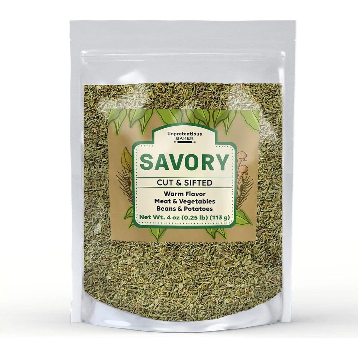 Unpretentious Savory, 4 oz, Cut &amp; Sifted, Thyme-Like Flavor, Meat &amp; Vegetables