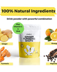 Vitalute Ginger Turmeric Powder - Ginger Turmeric Supplement Fortified with Orange, Curcumin, Vitamin C, Vitamin D, Zinc. 100g/100 Shots of Ginger Juice, Turmeric Juice for Joint, Gut, Keto, Immunity