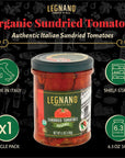 Organic Sundried Tomatoes by Legnano  Authentic Italian Sun Dried Tomatoes  USDA Organic and Non GMO Certified  Made in Italy  63 oz Jar