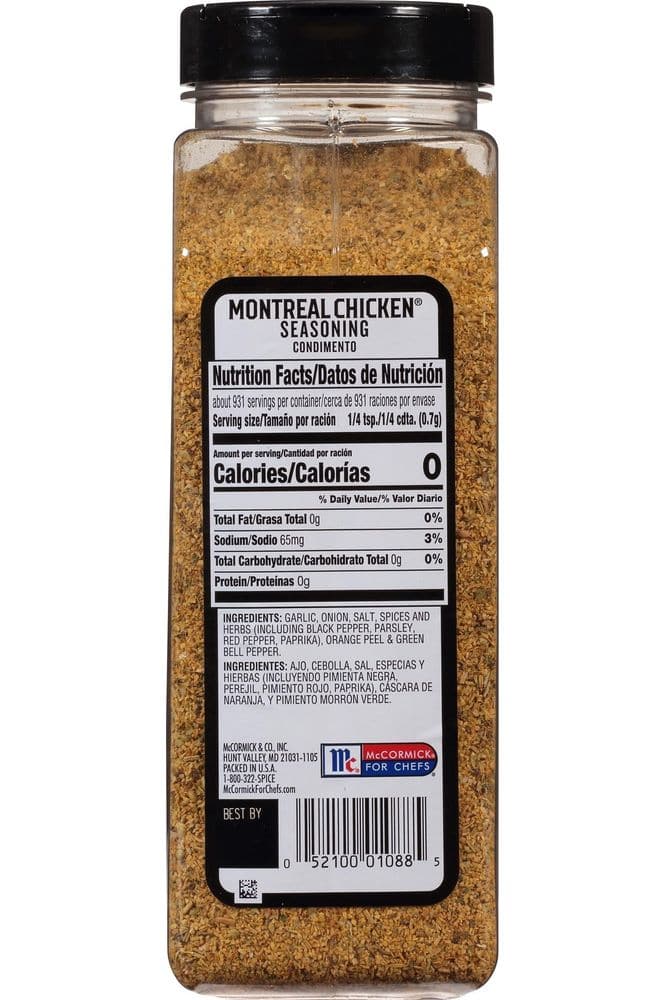 McCormick Grill Mates Montreal Chicken Seasoning, 23 oz - One 23 Ounce Container of Montreal Chicken Seasoning with Blend of Garlic, Onion, Black and Red Pepper and Paprika for Meats and Seafood