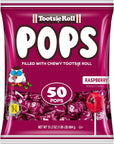 Tootsie Pops Single Flavor Bag  Raspberry Flavored Lollipops with Chocolatey Center  Individually Wrapped Hard Candy  Purple Candy  Peanut Free Gluten Free 50 Count Pack of 1