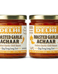 Brooklyn Delhi Roasted Garlic Achaar  Spicy Lemony Savory Sweet Flavor  Made with Indian Spices Red Chili Powder and Unrefined Cane Sugar  Vegan Nothing Artificial Pack of 2