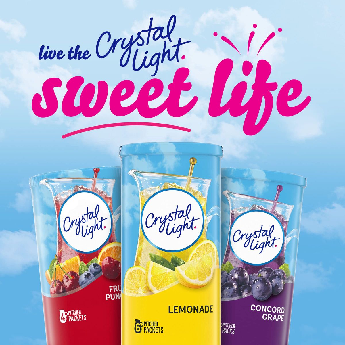 Crystal Light SugarFree Lemonade Naturally Flavored Powdered Drink Mix 72 Count Pitcher Packets 6 Count Pack of 12