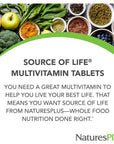 NaturesPlus Source of Life - 180 Tablets - Multivitamin & Mineral Supplement with Concentrated Whole Foods - Gluten Free, Vegetarian - 60 Servings