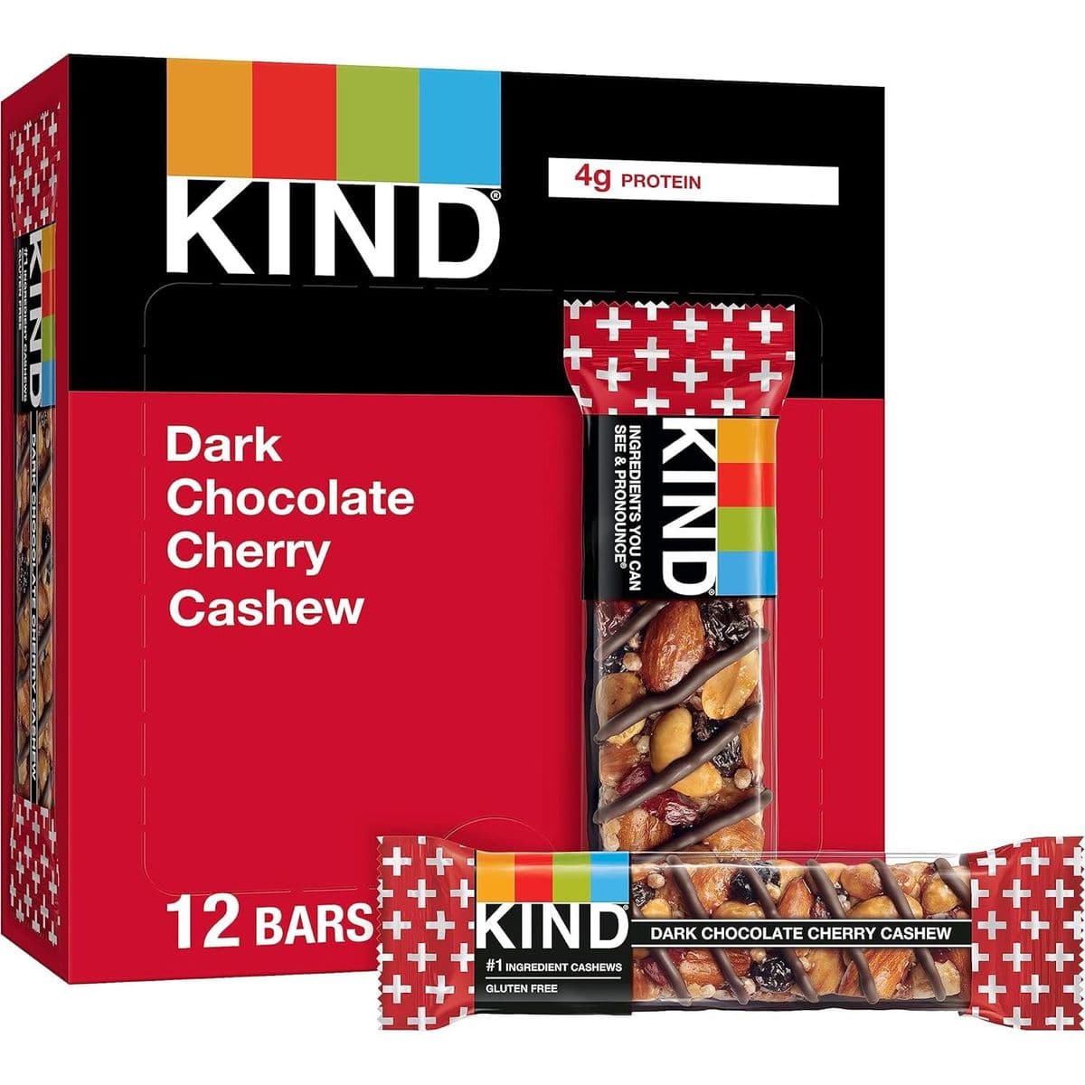 KIND Bars, Dark Chocolate Cherry Cashew, Healthy Snacks, Gluten Free, 12 Count