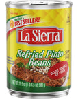 La Sierra Refried Pinto Beans Canned Vegetarian Refried Beans 205 oz Pack of 12