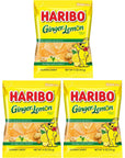 Haribo GingerLemon Pack of 3 4oz Bags Ginger and Lemon Flavored Gummi Candy in a King of Sweets Bulk Bag