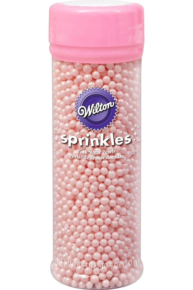 Wilton Pink Sugar Pearls, 5 oz.