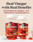 Chimes Apple Cider Vinegar Gummies + Ginger - Organic ACV Gummies (USA Made, 1,000mg & 60mg Ginger per 2-Gummies) ACV w/Mother Ginger Gummies - 60 Count