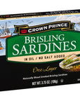 Crown Prince One Layer Brisling Sardines in Oil No Salt Added 375Ounce Cans Pack of 12