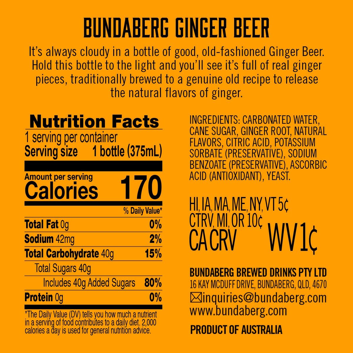 Bundaberg Ginger Beer 127 Fl Oz Bottles 4 Pack