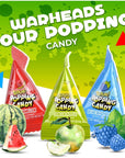 Warheads Sour Popping Rock Candy  Green Apple Blue Raspberry Watermelon Flavors 30 Count