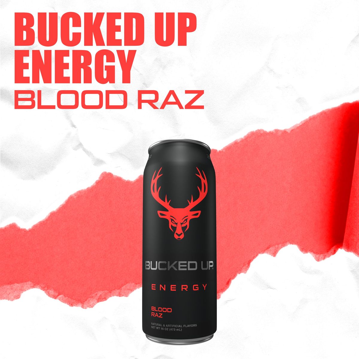 Bucked Up Energy Drink 300mg Blood Raz 12 CT