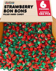 Strawberry Filled Hard Candy  6 Pounds  Bulk Individually Wrapped Candy for Office  Strawberry Bon Bons  Red Foil Candies  Approx 380 Berry Fruit Flavored Suckers  Classic Hard Candy