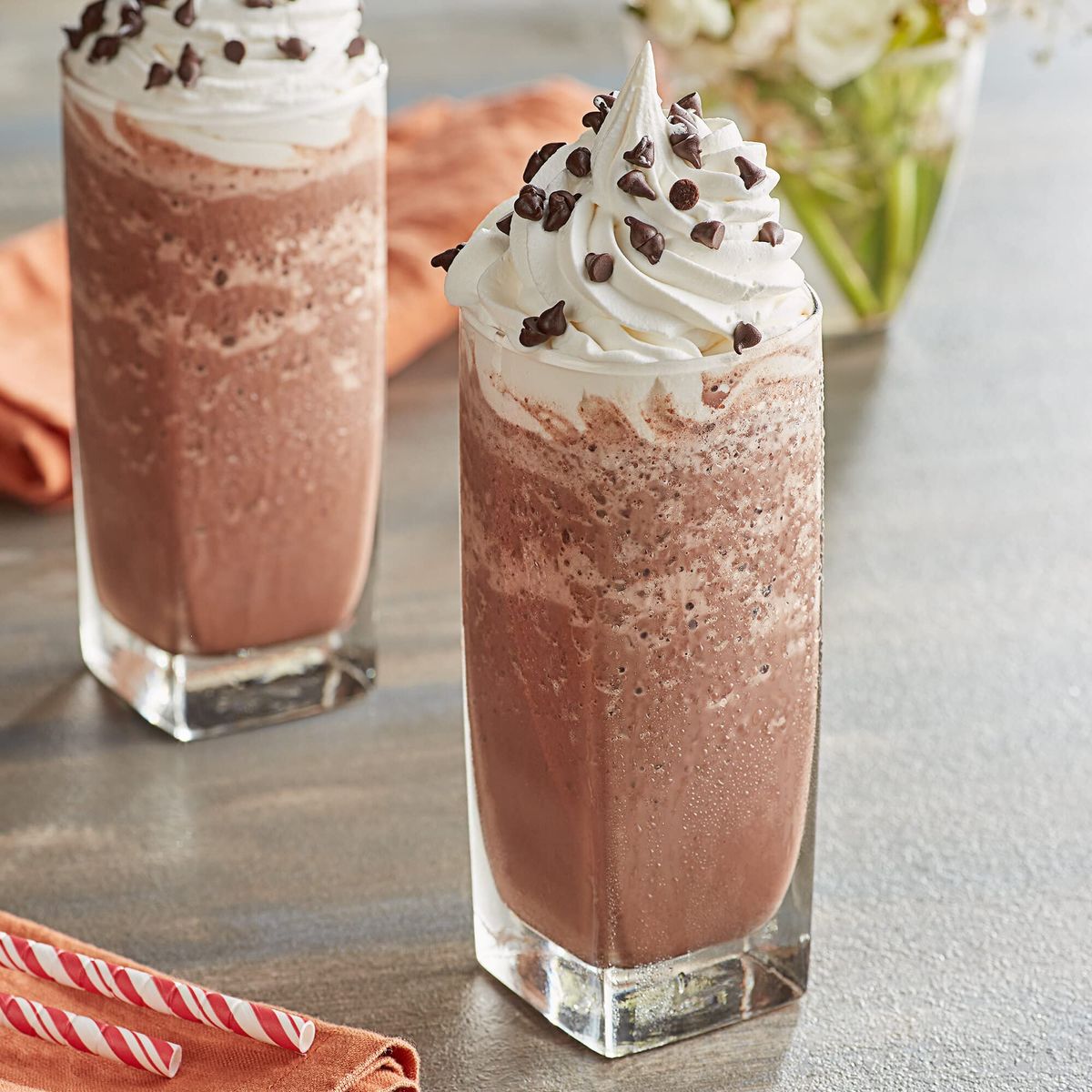 Ghirardelli Premium Frappe Mix Variety Mocha Flavored Coffee Added and Chocolate Flavored No Coffee Added with Ghirardelli Stamped Barista Spoon