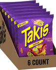 Takis Fuego Rolled Spicy Tortilla Chips, Hot Chili Pepper Lime Flavored Hot Chips, Multipack 6 Individual Bags, 4 Ounces Each