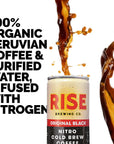 RISE Brewing Co Original Black Nitro Cold Brew Coffee No Sugar Vegan Organic  NonGMO Low Acidity 7 Fl oz Cans 12 Pack