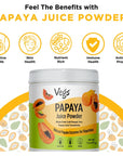 Vegs Papaya Fruit Juice Powder  Freeze Dried  Cold Pressed Papaya Fruit Juice Concentrate Flavoring Powder for Drinks Smoothies Baking Desserts Antioxidants Rich Sugar Free No Preservatives  14 oz