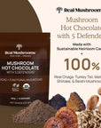 Real Mushrooms Organic Hot Chocolate Mix with 5 Defenders Turkey Tail Chaga Maitake Shiitake  Reishi Mushroom  Organic Cacao Powder  Vegan Mushroom Supplement GlutenFree 15 Servings