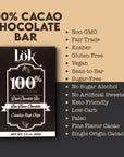 Lok Dark Chocolate Bar 100 Cacao  Fair Trade Kosher Gluten Free Vegan BeantoBar SugarFree No Sugar Alcohol No Artificial Sweetener Keto Friendly LowCarb Paleo  30 Ounce 3 Pack