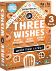 Protein and GlutenFree Breakfast Cereal by Three Wishes  High Protein and Low Sugar Snack  Vegan Kosher GrainFree and DairyFree  NonGMO Gingerbread 86 Ounce Pack of 3