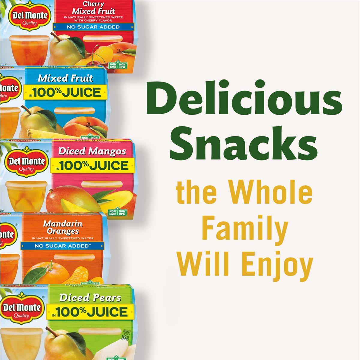 DEL MONTE Diced Peaches FRUIT CUP Snacks in 100 Fruit Juice 12 Pack 4 oz