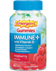 Emergen-C Immune+ Gummies (45 Count, Raspberry Flavor) Immune System Support with 500mg Vitamin C Dietary Supplement, Caffeine Free, Gluten Free