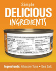 Raincoast Trading While Albacore Tuna Traditional Wild Caught Pacific Northwest Made in Canada Hand Packed Certified Sustainable No Oil No Water No Preservatives High Protein  Case of 12 52g Cans