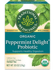 Traditional Medicinals Tea Organic Peppermint Delight Probiotic Supports Healthy Digestion Includes Spearmint 16 Tea Bags