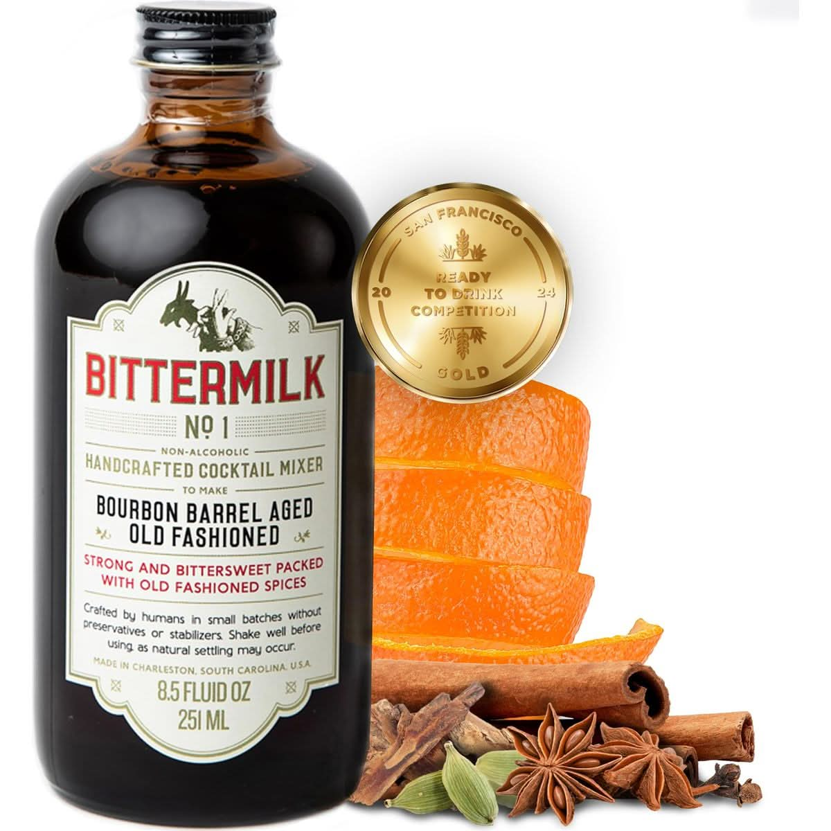 Bittermilk No1 Bourbon Barrel Aged Old Fashioned Mix  Not Just Simple Syrup for Cocktails  Drink Mixes for Cocktails  Old Fashioned Drink Mixers Makes 17 Cocktails