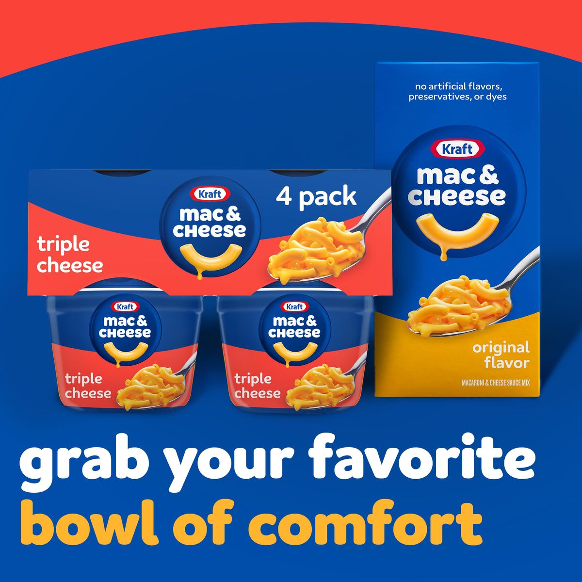 Kraft Triple Cheese Macaroni  Cheese 205 Oz Cups 4 Ct