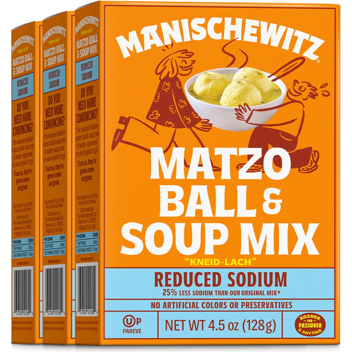 Manischewitz Reduced Sodium Matzo Ball  Soup Mix 45oz 3 Pack Kosher for Passover No Artificial Colors or Preservatives