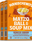 Manischewitz Reduced Sodium Matzo Ball  Soup Mix 45oz 3 Pack Kosher for Passover No Artificial Colors or Preservatives