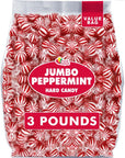 Jumbo Peppermint Balls  3 Pounds  Bulk Mint Hard Candy  Red and White Candy  Bulk Individually Wrapped Mints