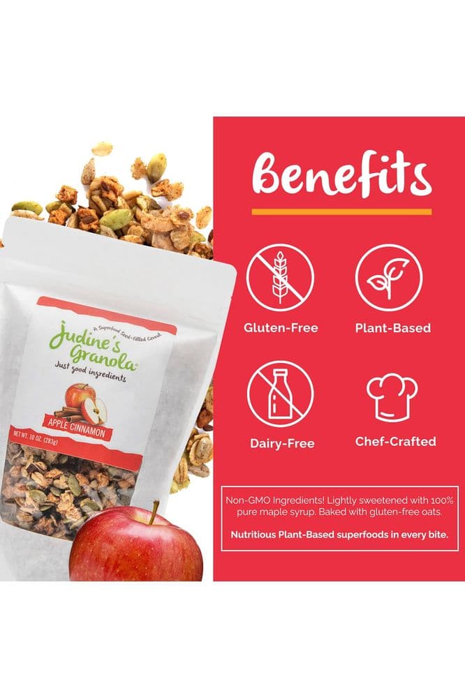 Judine&#39;s Granola Healthy Whole Grain Oats, Apple Cinnamon, 10 Ounces, Pack of 1