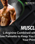 L Arginine Saw Palmetto for Men with S7 Plant-Based Ingredient Blend for Nitric Oxide Boost | Increases Blood Flow and Improves Prostate Support | Active Male Supplement | 60 Vegan Capsules