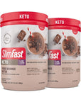 SlimFast Keto Meal Replacement Powder, Fudge Brownie Batter, Low Carb with Whey & Collagen Protein, 10 Servings (Pack of 2) (Packaging May Vary)