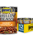 Bushs Best Honey Chipotle Grillin Beans Canned Beans Beans Canned Source of Plant Based Protein and Fiber Low Fat Gluten Free 215oz Pack  12